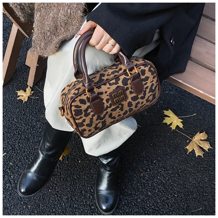 Luxury Brand Women Bag 2024 Winter Handbag Phone Purse Fashion Hobo Bag Satchel Retro Leopard Print Lady Shoulder Crossbody Bags