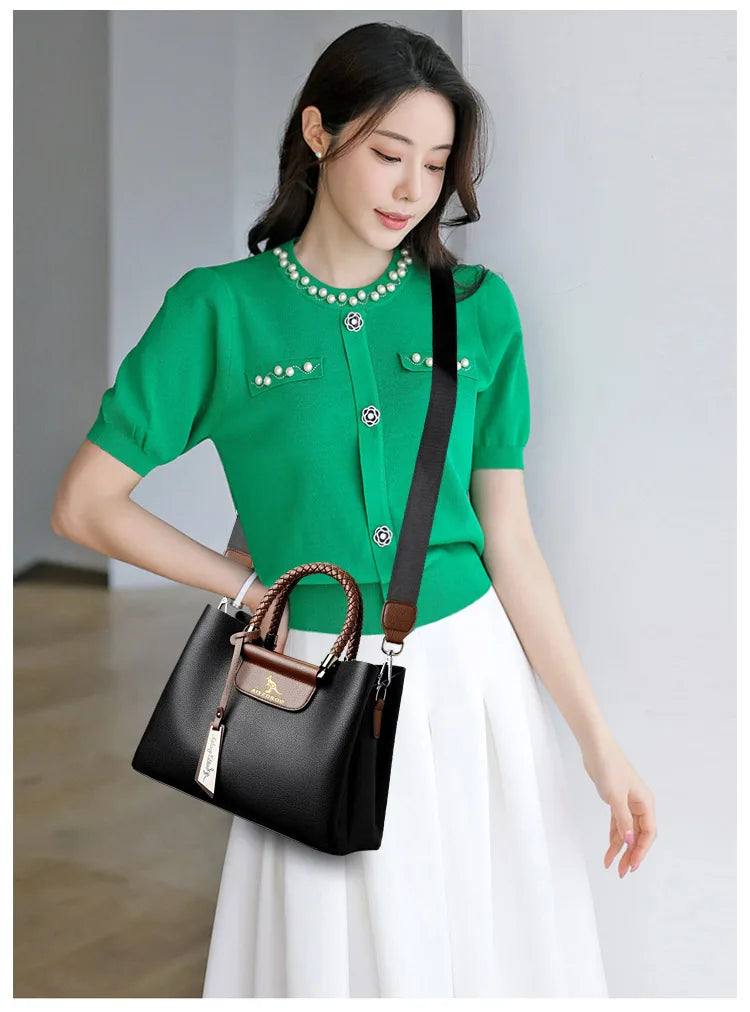 Elegant Women's Handbag Unique Handle Design Featuring a Stylish Pattern Spacious Interior  Adjustable Strap Functionality