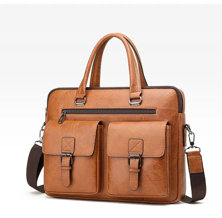 Luxury Brand Man Business Briefcase Bag PU Leather Messenger Shoulder Bag Men Office Lunch Bags For Laptop A4 File Male Handbags