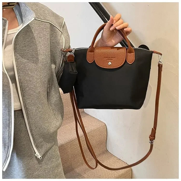 Luxury 2025 Work Tote - Fashion Patchwork Handbag with Long Strap Large Capacity, Waterproof Lining, Perfect for Office & Travel