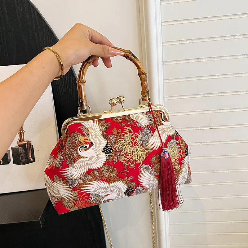 Luxury Evening Clutch Bag For Women Bride Wedding Clutch Purse Chain Shoulder Bags Small Party Handbag Rattan Handle Handle Tote