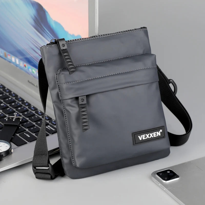 Messenger Sling Bags For Men Casual PU Leather Zipper Crossbody Pouch Simple Mini Crossbody Phone Bag Male Side Shoulder Bag