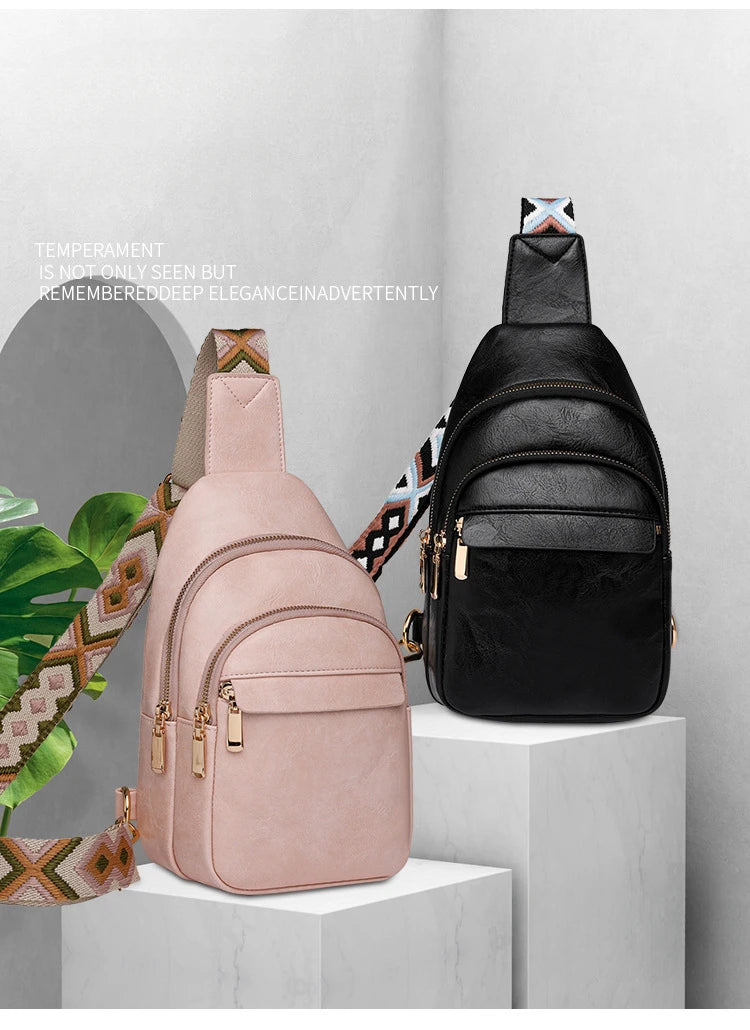 Sling Bag For Women Men Backpack Fanny Pack Crossbody Purse Chest Travel Shoulder Belt Bags Purse Handbag PU Leather Anti Theft