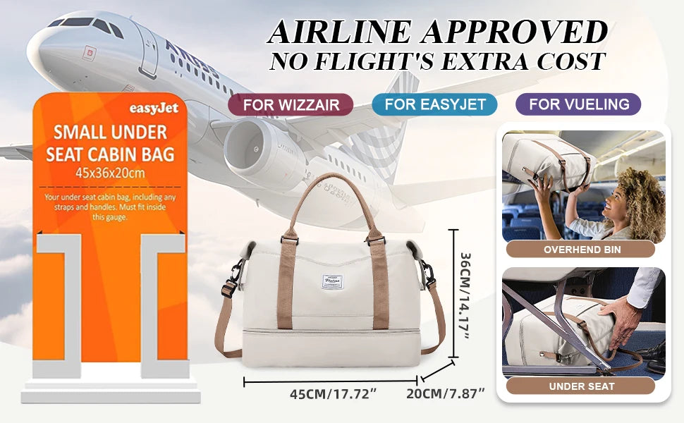 Travel Duffel Bag,Sports Tote Gym Bag Shoulder Weekender Overnight Bag for Women, Carry on Bag with Wet Pocket Expandable Bag