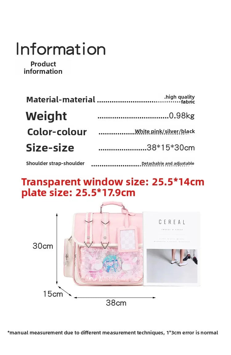 Original Ltabag Backpack Large Food Pain Window Two-dimensional Single Shoulder Messenger Bag Sweet College Schoolbag for Women