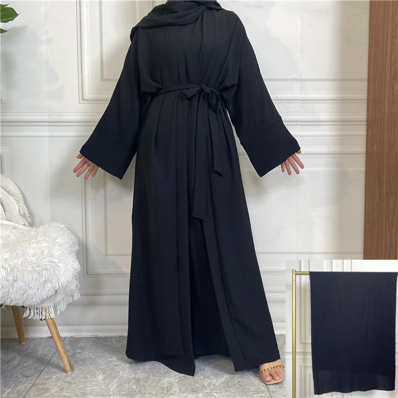 Abaya Women Muslim Long Dresses African Open Kaftan Dubai Turkey 2 Piece Set Luxury Islam Morocco Clothing Caftan Fashion Modest