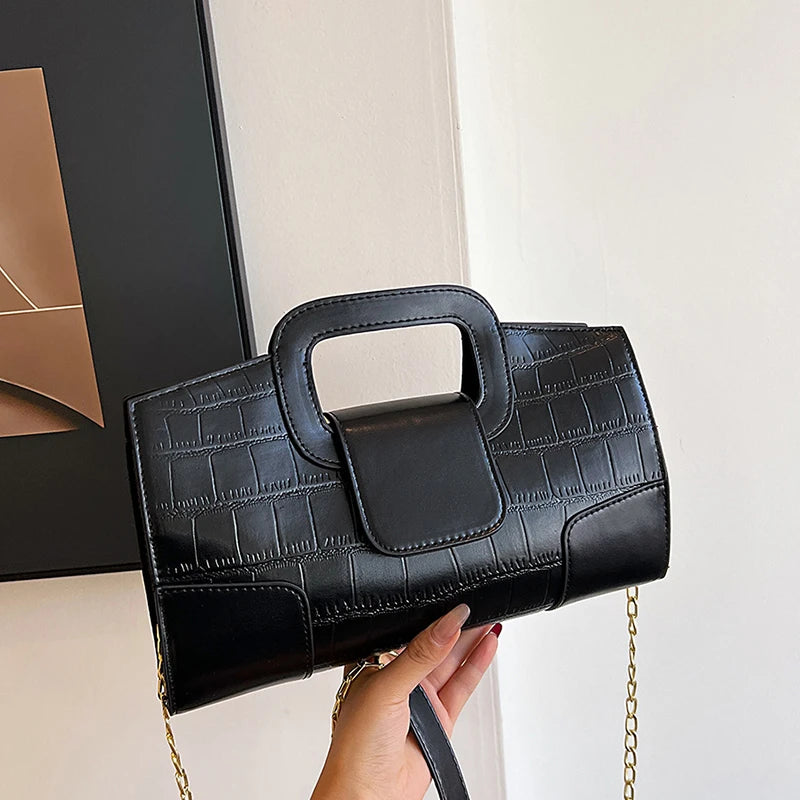 Luxury Clutch Bag Retro Women's Bag Stone Pattern PU Leather Crossbody Bag Female Flap Handbag Shoulder Bag Simple Sac A Main