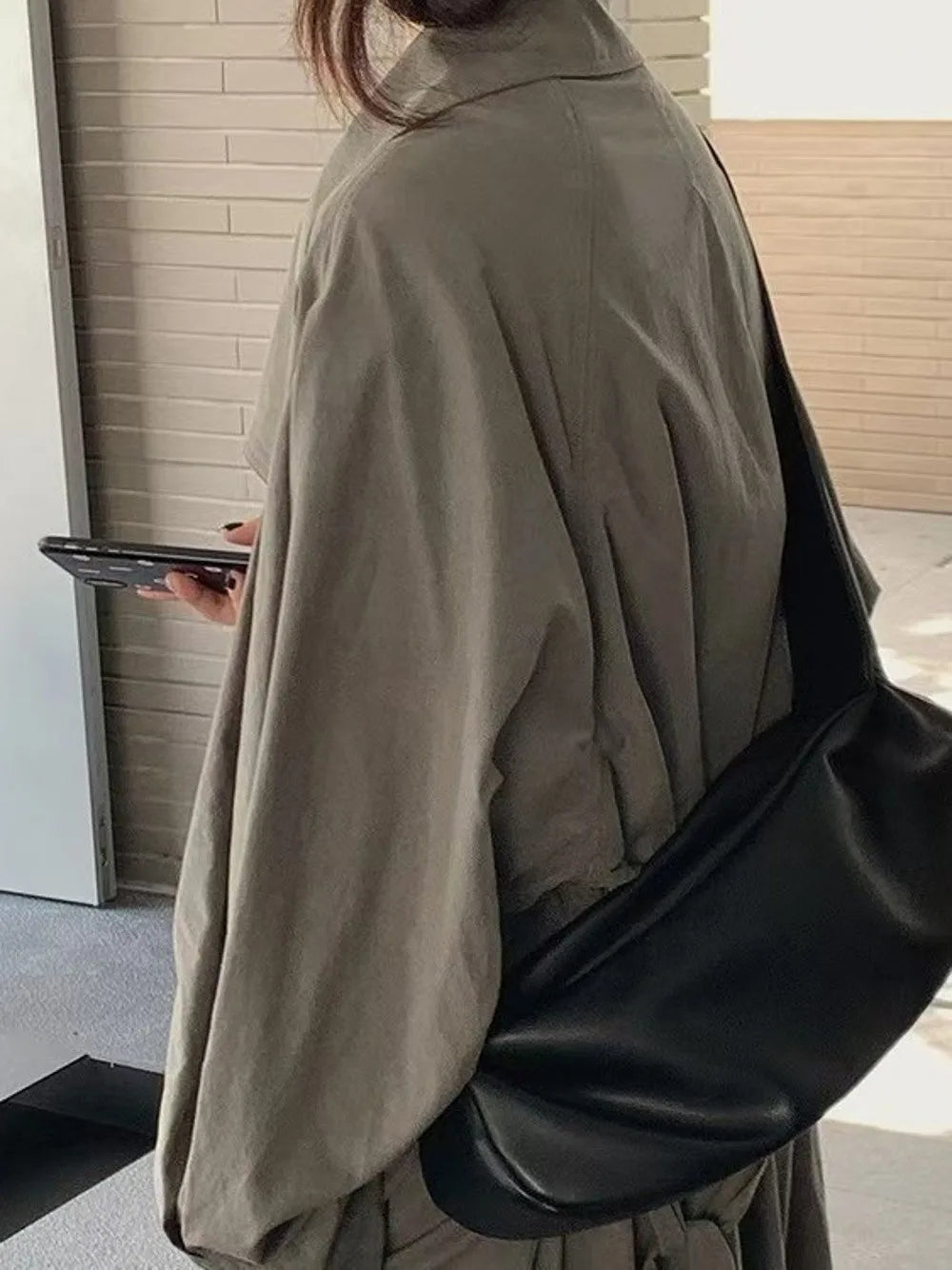 Luxury Casual Crossbody Bags Ruched Designer Wide Strap Shoulder Bag Large Capacity Pu Leather Half Moon Shape Messenger Bag