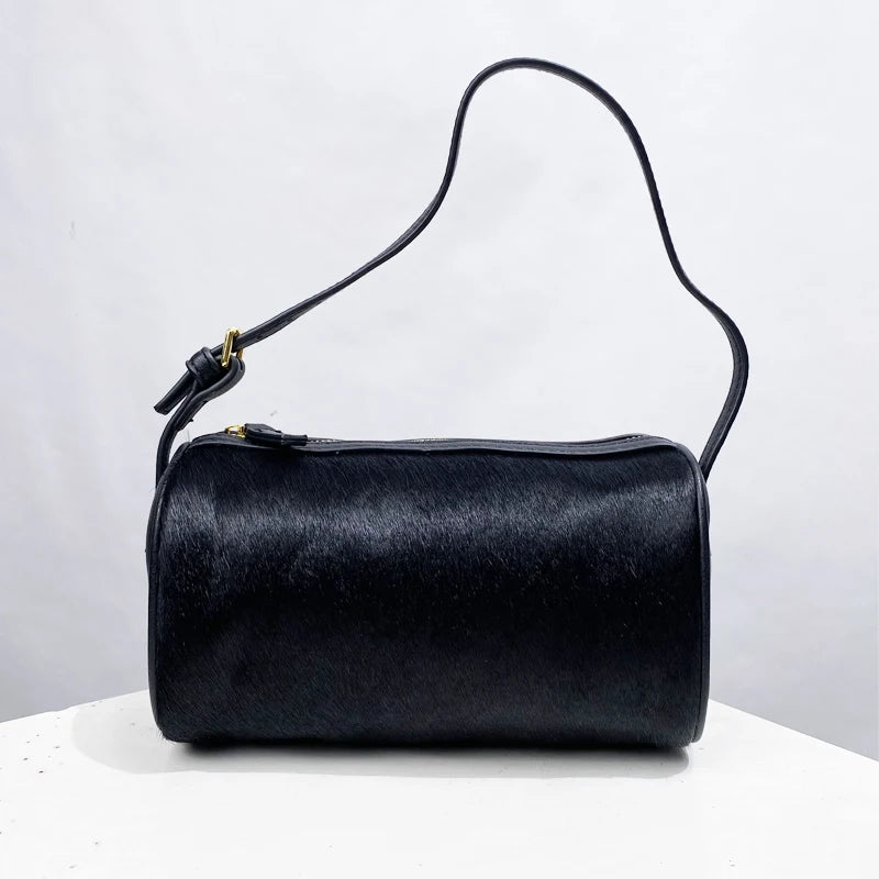 Luxury  Hair Splicing Genuine Leather Women's Bag 2025 New High Quali Single oulder Slant Cross Handheld Pencil Case...