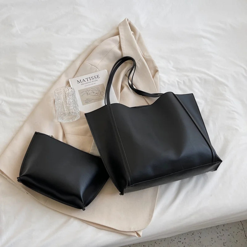 Large Capacity Shoulder Bag Trendy Pu Leather Tote Bags Solid Color Ladies Handbag Women's Fashion Underarm bags