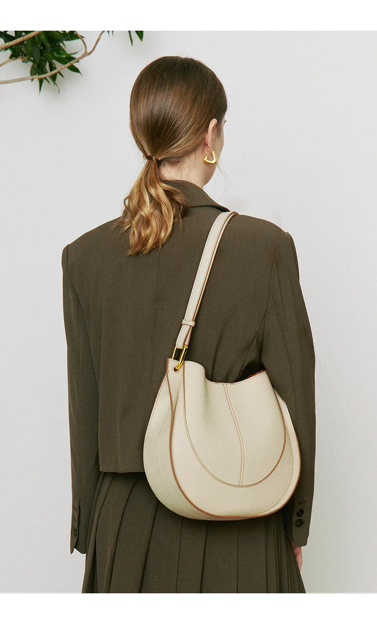 Head Layer Cowhide Crossbody Bags Niche Light Luxury Women's Bags Shoulder Saddle Bags Leather Bags Women's Soft Hundred