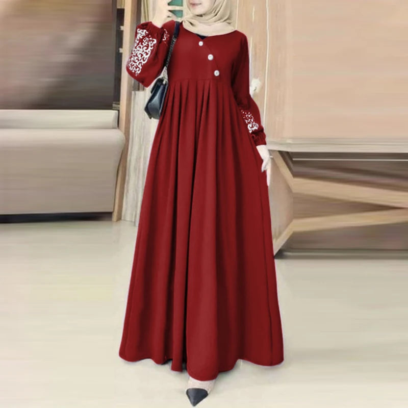 Muslim Hijab Dresses Abaya Eid Mubarek Robe Long Dress 2025 ZANZEA Women Elegant Long Sleeve Maxi Sundress Loose Vestidos Kaftan