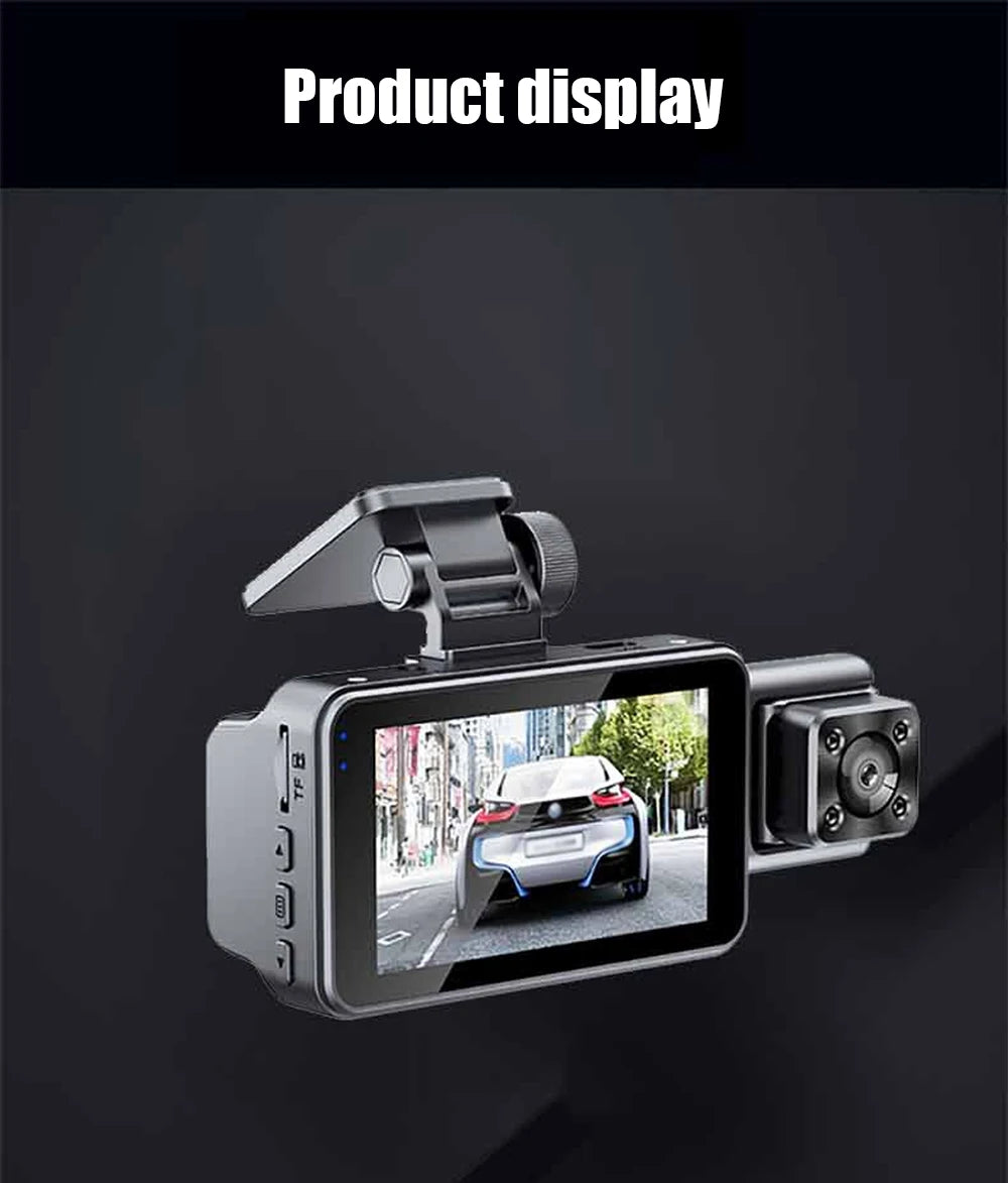 Dash Cam HD 1080P for Car DVR 3CH 360 Camera 24H Parking Monitor & GPS Night Vision Auto Video Recorder 128Gmax Vehicle DVR