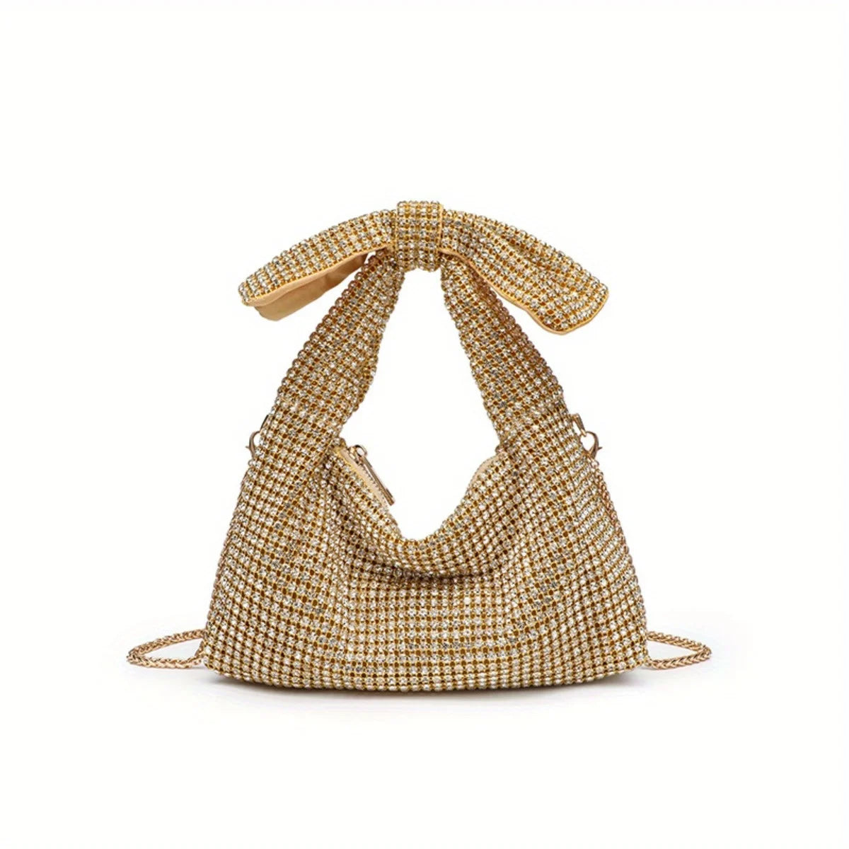 Bow Evening Bag for Women Rhinestone Shoulder Purse Glamorous Crystal Crossbody Bag Sparkling Party Clutch for Special Occasions