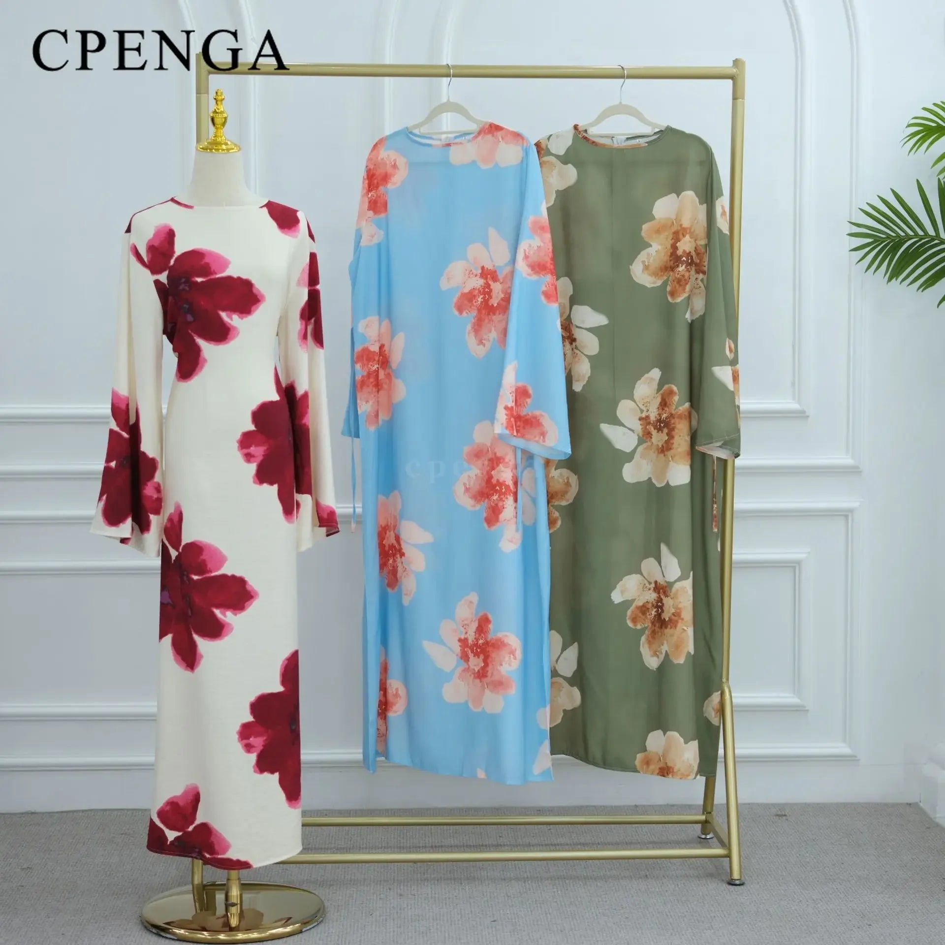 Elegant Floral Print Abaya Dress for Muslim Women Modest Full-Length Ankle-Grazing Maxi Robe 2025 Summer Islamic Turkey Outfit