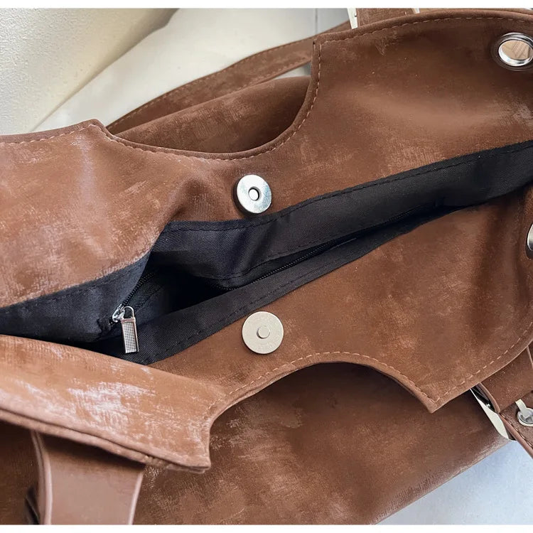 Personality Tote Bag for Women Solid Suede Pillow Underarm Bags Large Capacity Female Commute Shoulder Bags Matte Travel Pack