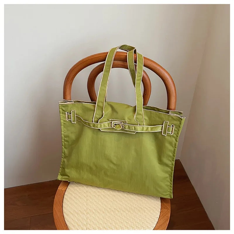 Funny Design Large Capacity Tote Bags 2025 New Casual Lightweight Nylon Shoulder Bag Versatile Canvas Bag Women Shopping Handbag