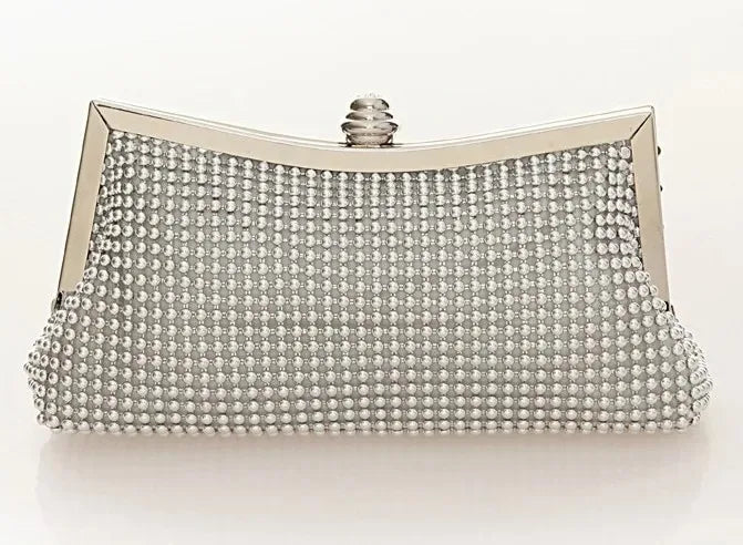 Evening Gold Clutch Bag Glitter Bead DESIGN Elegant Woman Party Bags Vintage Fashion Bridal Purse Silver Handbags Night Bag