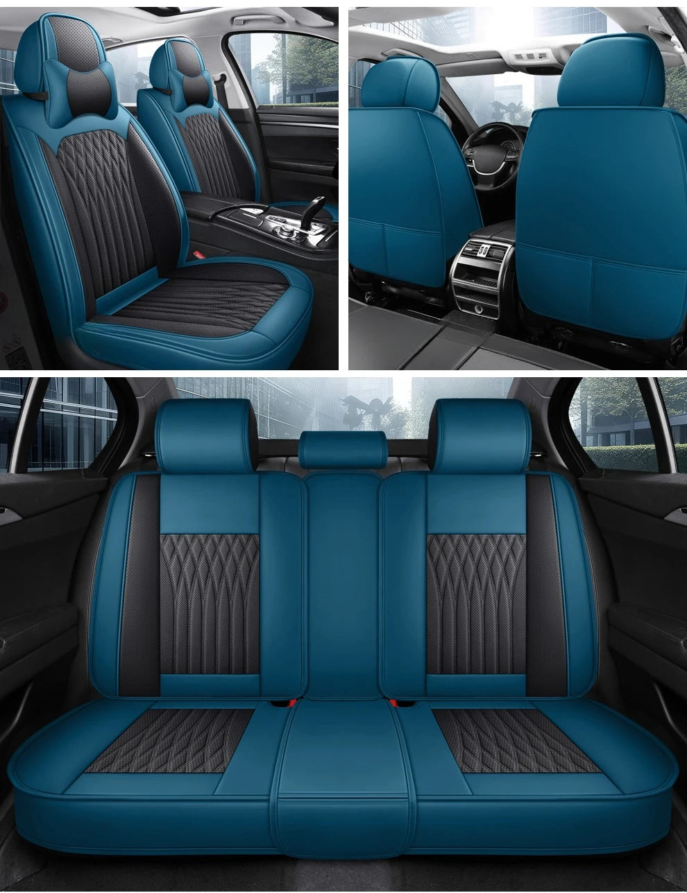 Full Set Car Seat Covers  Full-Wrap Design, Breathable Perforated PU Leather, Universal Fit for Most Sedans, Trucks & SUVs