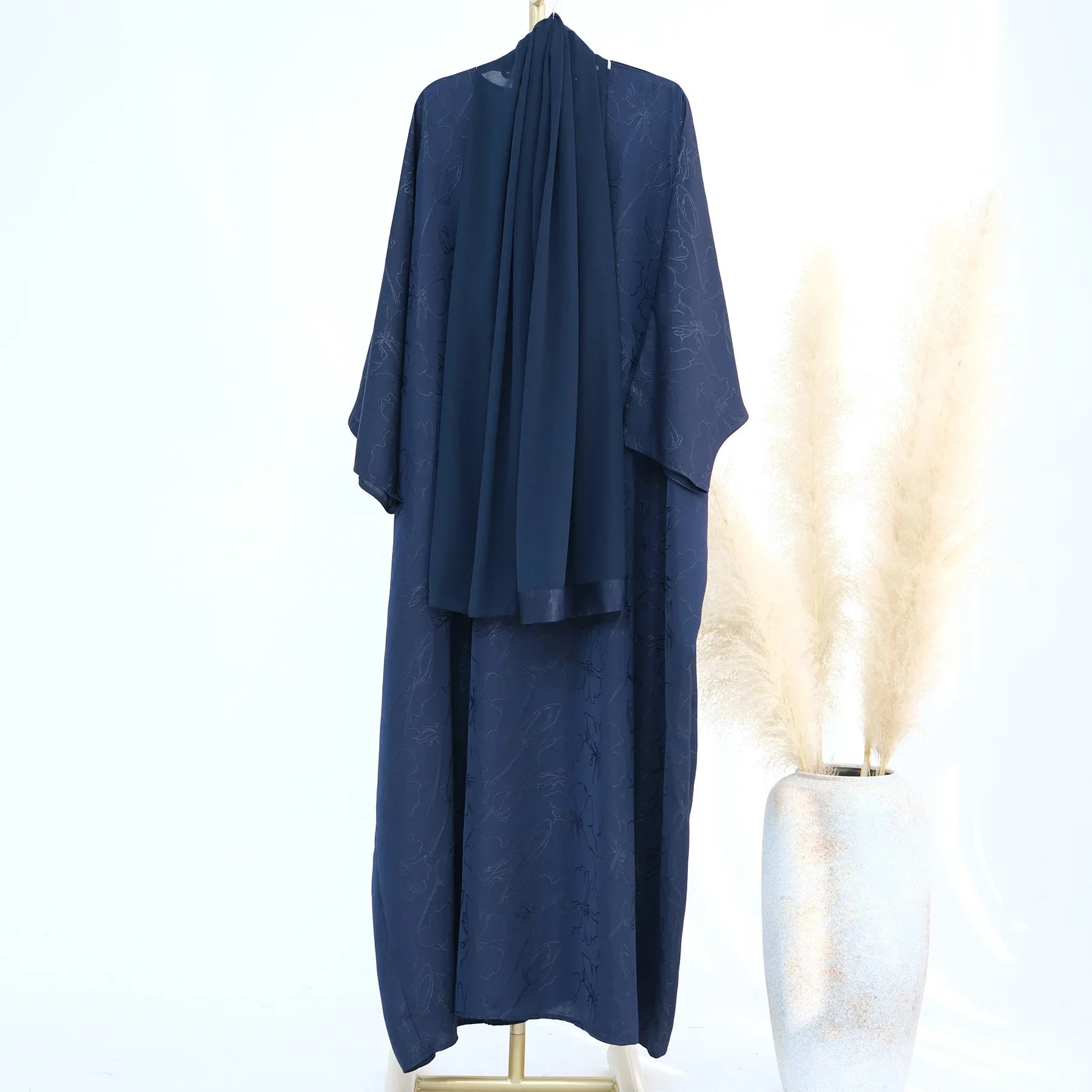 Luxury 2 Piece Muslim Outift Sets for Women Ramadan Dubai Hijab Abaya Dress Islamic Party Kaftan Robe Elegant Turkey Gown 2025