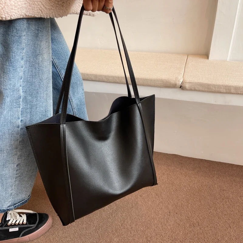 Large Capacity Shoulder Bag Trendy Pu Leather Tote Bags Solid Color Ladies Handbag Women's Fashion Underarm bags