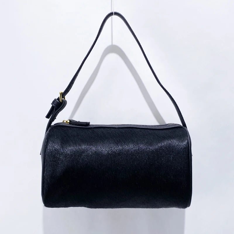 Luxury  Hair Splicing Genuine Leather Women's Bag 2025 New High Quali Single oulder Slant Cross Handheld Pencil Case...