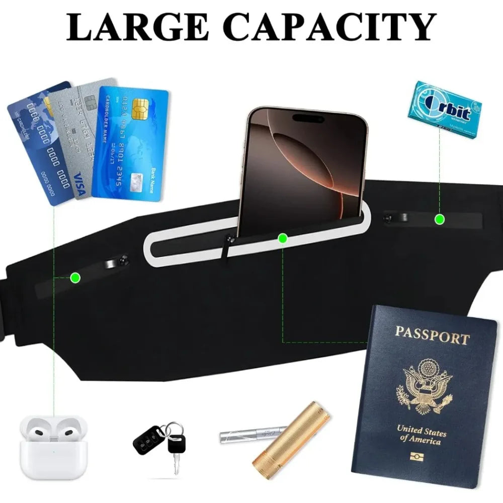 Waterproof Running Waist Pack Adjustable Belt Men Women Slim Running Bags Portable Outsides Jogging Gym Sports Cell Phone Pouch