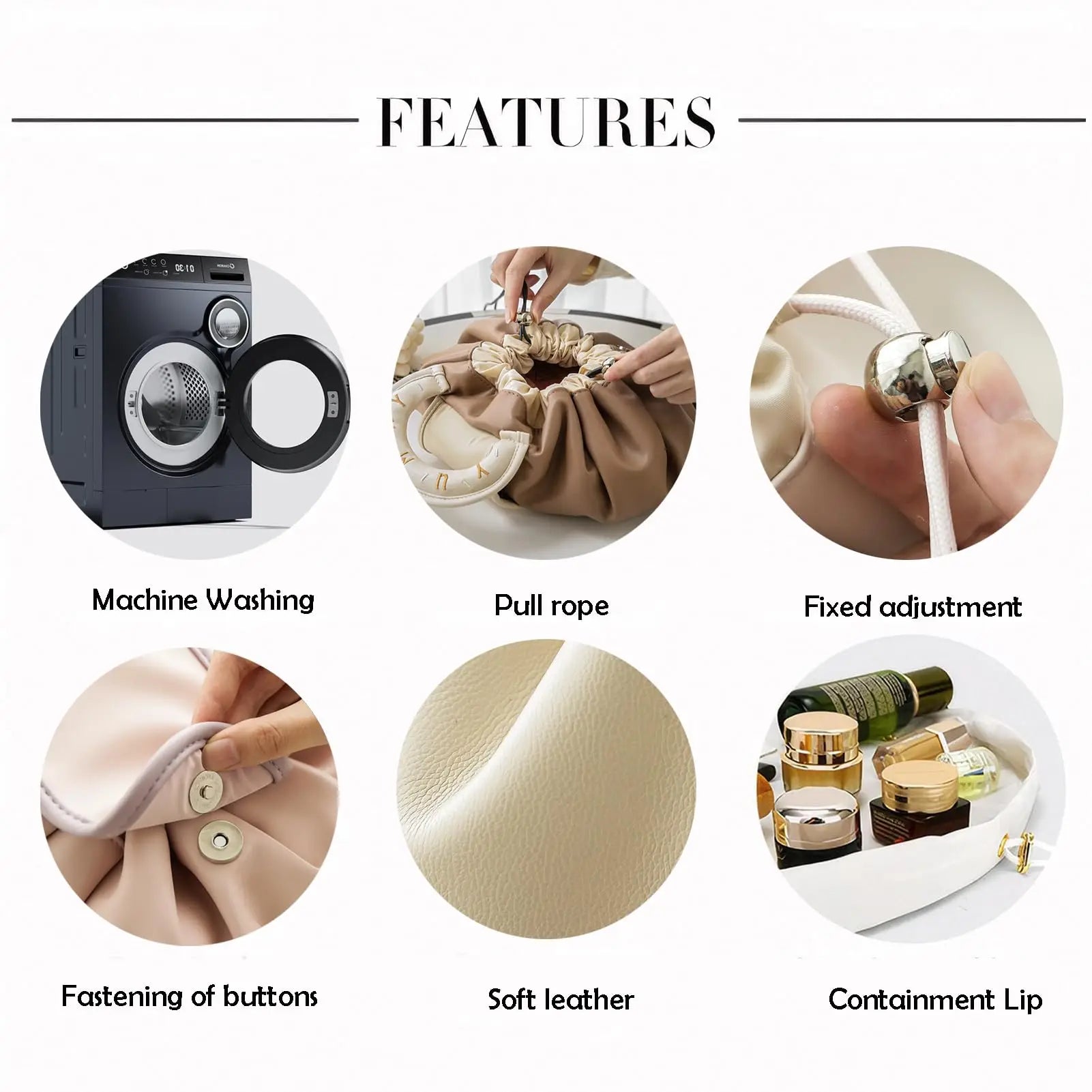 Portable Makeup Bag for Daily Use Fashion Women Large Capacity Travel Toiletry Bags Ladies Drawstring Cosmetic Storage Pouch