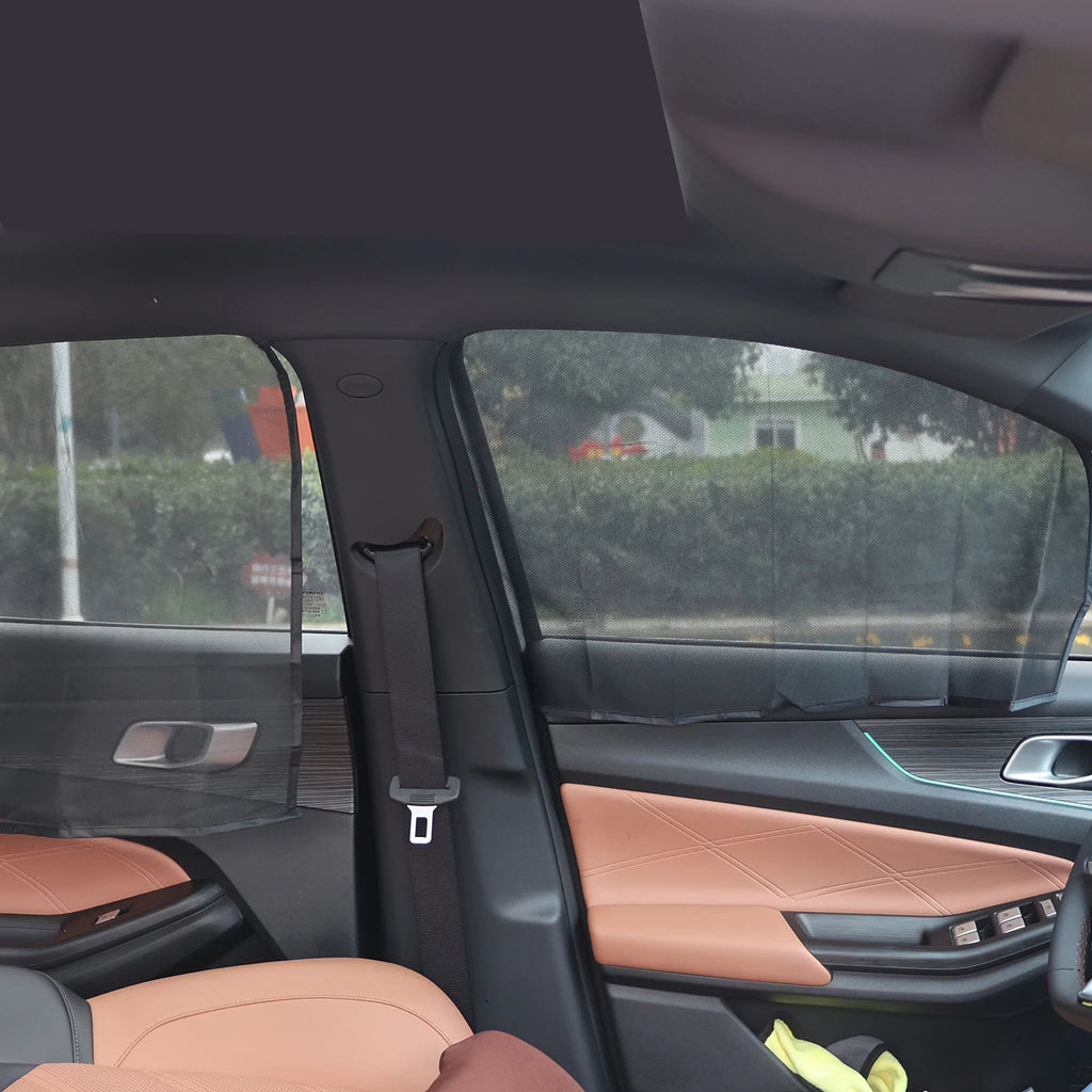 Magnetic Car Sunshade Universal Foldable Unobstructed View Nylon Mesh Curtain with Strong Magnets UV Protection Window Sunshades