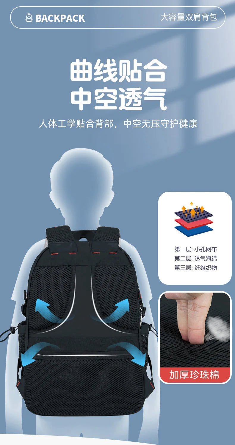 Backpack Primary School Middle School Students High School Bags Large Capacity Ultra-light Load Reduction Outdoor Travel Busines