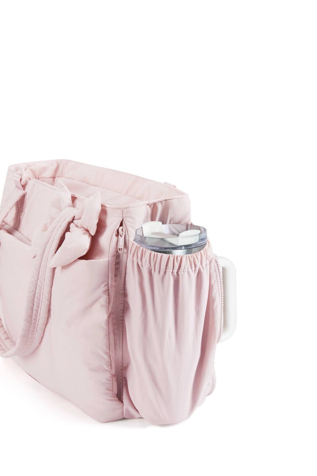 BAGSMART Padded Tote Bag With Bow Casual Quilted Padded Women Shoulder Bags Fit 15.6in Laptop Large Capacity Yoga Gym Bags