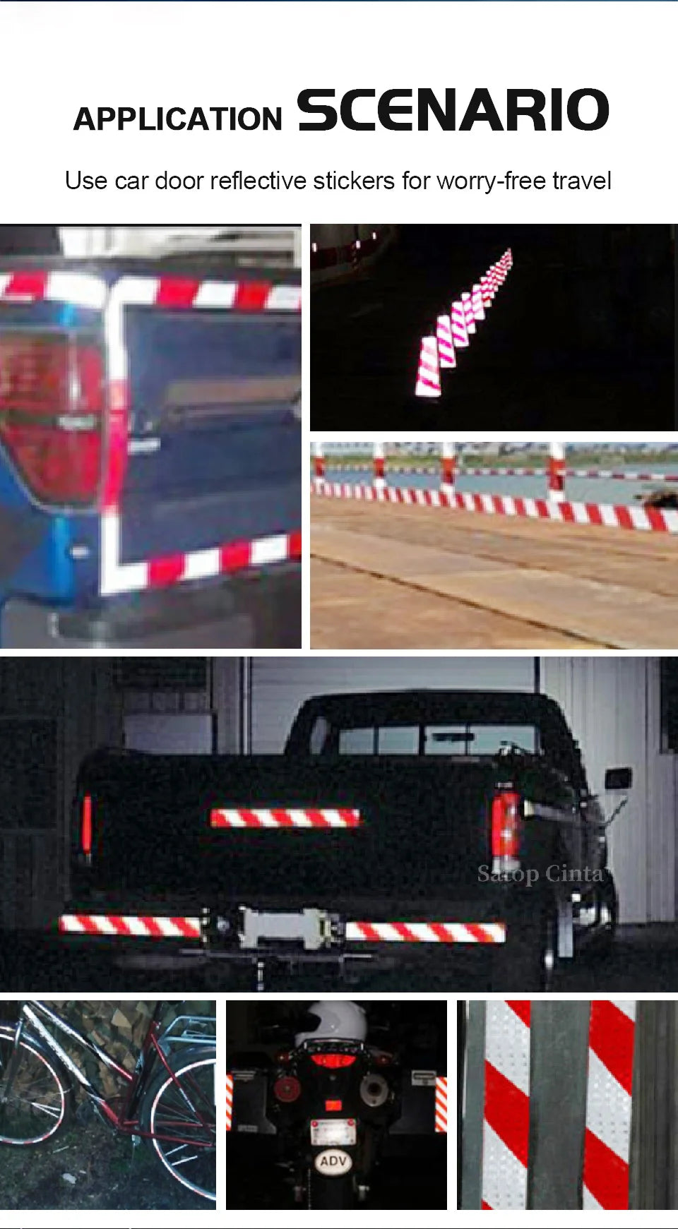 Twill Reflective Tape 5cm*25m Left Right Strips Red White Reflectors Stickers Waterproof Self-Adhesive Safety Conspicuity Decals