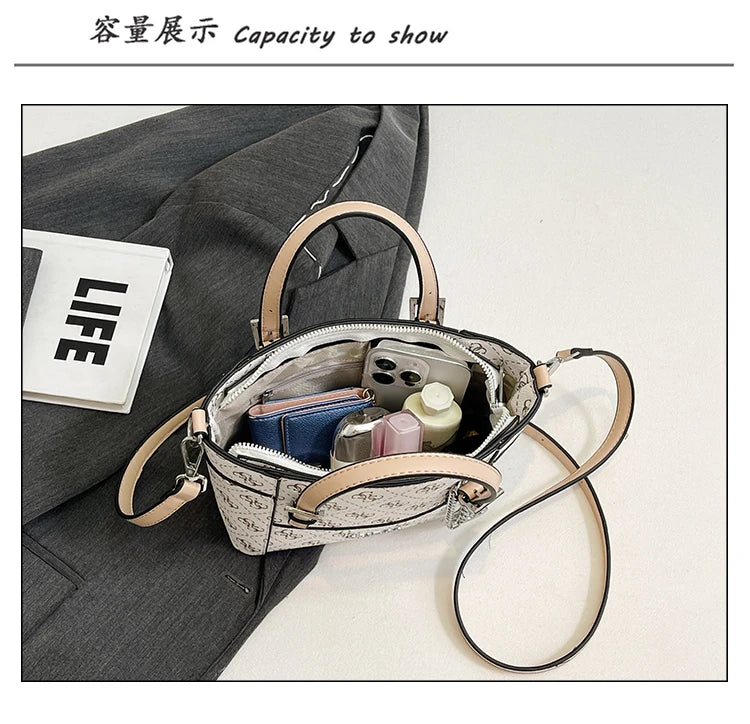 Chic Leather Crossbody Bag For Women Luxury Brand Shoulder Handbag Ladies Purse With Engraved Buckle
