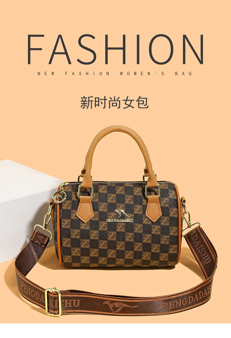 New vintage printed Boston handbag, trendy bags, versatile messenger bag