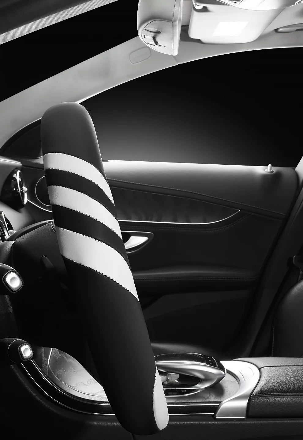Car Steering Wheel Cover Universal  Durable Leather Cover with Anti-Slip Lining, for Steering Wheel with a Diameter of 14.5"-15"