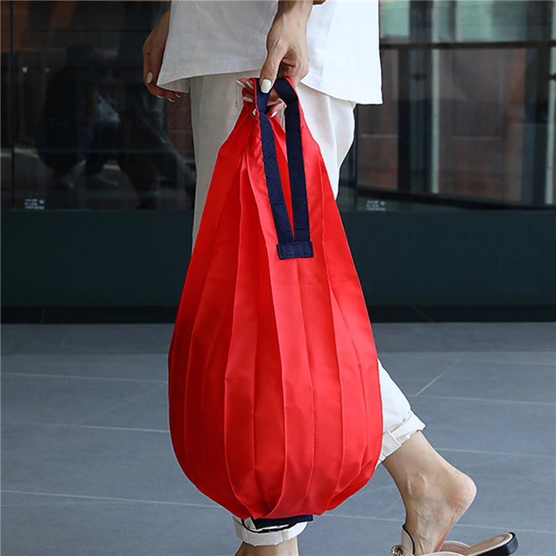Nylon Reusable Shopping Bags Large Portable Eco-Friendly Foldable Shoulder Bag Handbag Pocket Totes Bag Folding Grocery Pouches