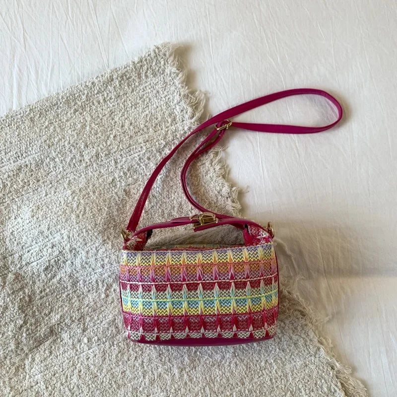 Fresh Style Small Square Bag Summer New Fashion Shoulder Crossbody Handbag Soft Polyester Fiber Internal Structure Hip Hop