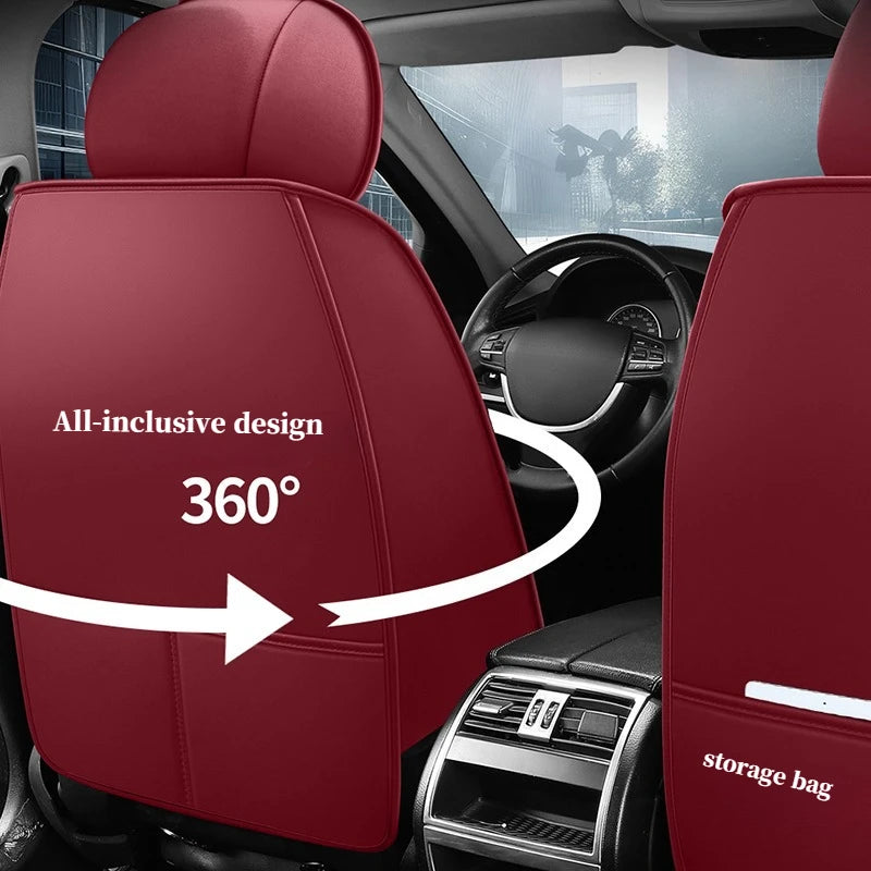 Full Set Car Seat Covers  Full-Wrap Design, Breathable Perforated PU Leather, Universal Fit for Most Sedans, Trucks & SUVs