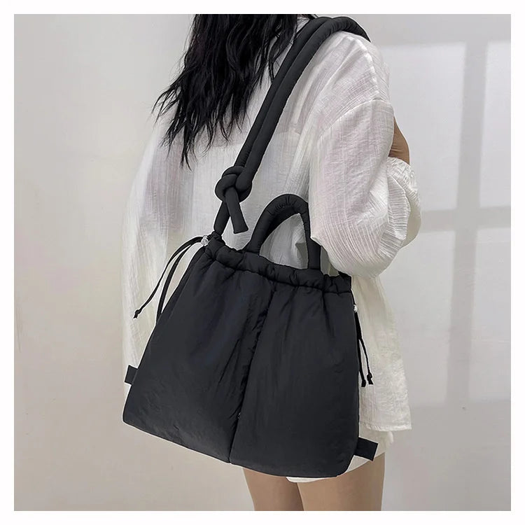 Women Shoulder Crossbody Bags Casual Nylon Padded Tote Bag Designer Soft Puffer Simple Vintage Large Capacity Handbags