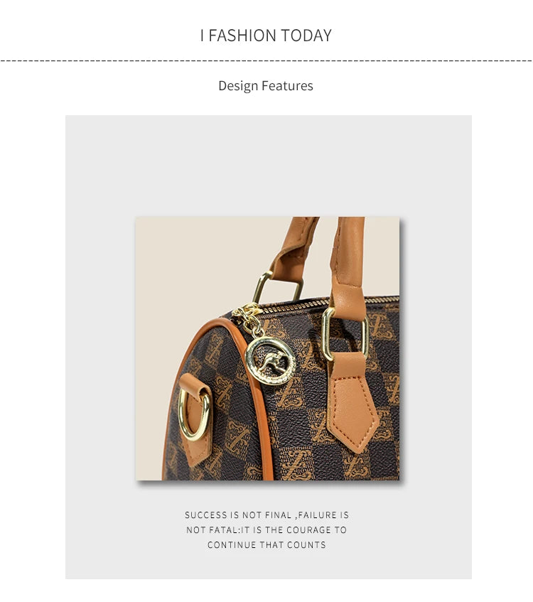 New vintage printed Boston handbag, trendy bags, versatile messenger bag