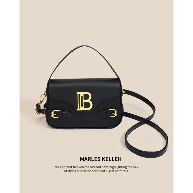 Luxury women's crossbody bag with color-blocking and stitching, box-style multi-color textured light luxury commuter bag.