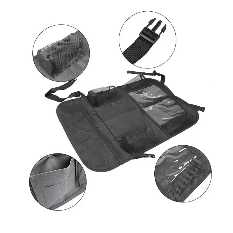 Car Seat Storage Organizer Multifunctional Oxford Fabric Car Back Multi Pocket Storage Bag with Touch Screen Tablet Holder