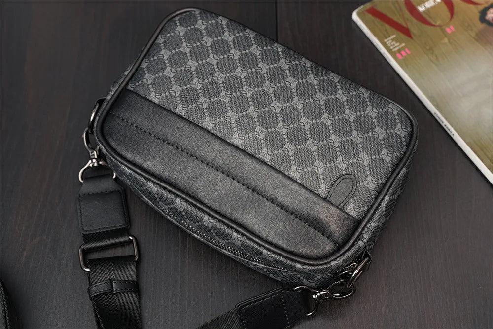 Luxury Leather Crossbody Bags Men Fashion Design Plaid Men Shoulder Bag Business Messenger Bag Mens Handbag Satchels Tote Purse