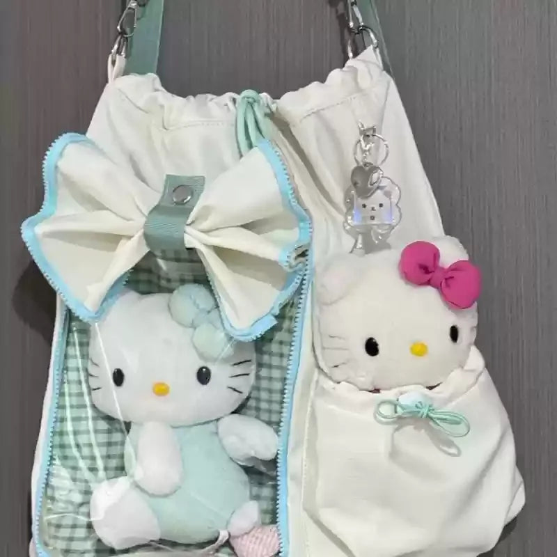 Drawstring Doll Bag Itabag 20cm Cotton Doll Wide Shoulder Strap Large Capacity Backpack Crossbody Bag Cute College Backpack