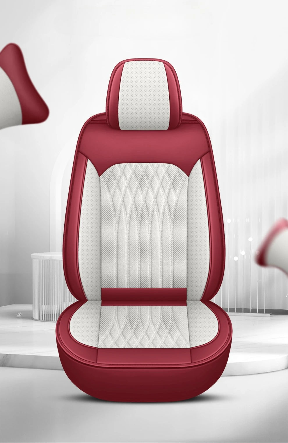 Full Set Car Seat Covers  Full-Wrap Design, Breathable Perforated PU Leather, Universal Fit for Most Sedans, Trucks & SUVs