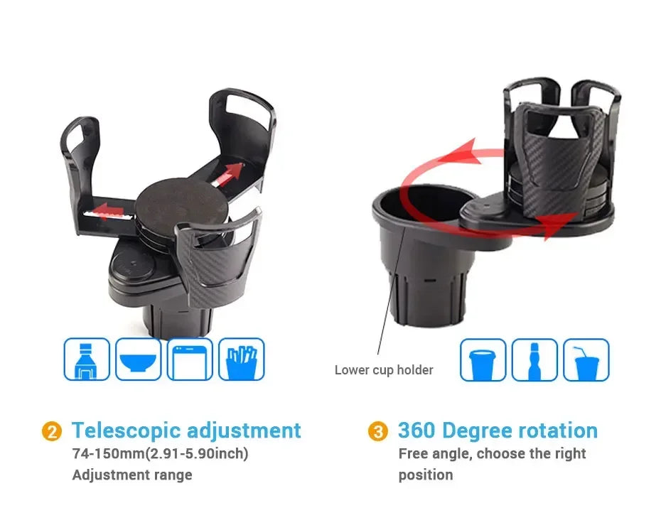 Car Cup Holder Expander For Car Adapter Adjustable Multifunctional Dual Cup Holder With Phone Holder Aromatherapy Organizer