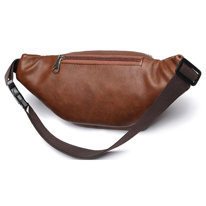 Men's Waist Pack PU Leather Bag Waist Belt Bag Male Artificial Leather Fanny Pack Fashion Luxury Small Shoulder Bags For Men