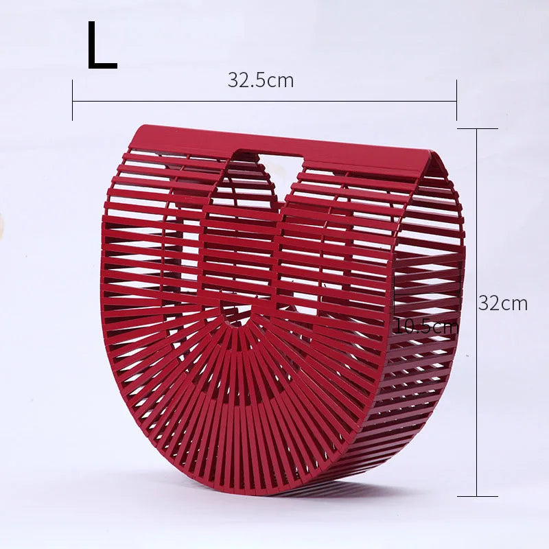 Fashion Straw Bag Bamboo Semi-circular Handbags High quality Hand woven Women Bags Bohemia Summer Ladies Beach Bag Bamboo Bags