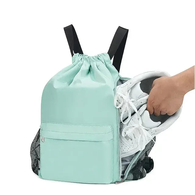 Custom Sports Gym Bags With Side Pocket For Men Women Drawstring Backpack Water Resistant Drawstring Bags Gym Backpack