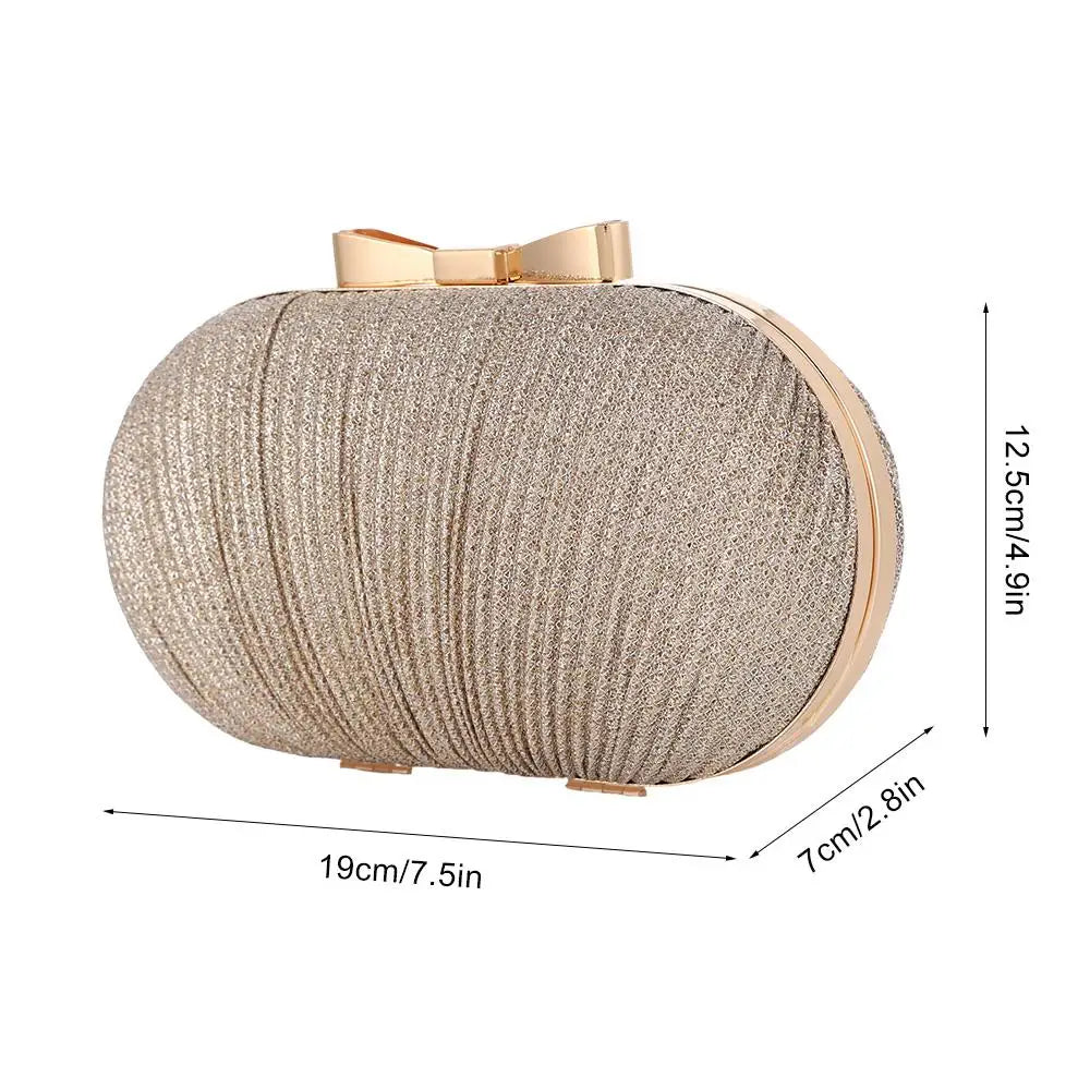 Wedding Bridal Beaded Women Evening Bag Chain Shoulder Handbags Elegant Rhinestones Clutch Egg Shape Evening Bag